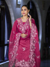 Banarasee Resham Embroidered Chanderi Salwar Kameez With Cutwork Dupatta Set-Pink