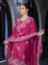 Banarasee Resham Embroidered Chanderi Salwar Kameez With Cutwork Dupatta Set-Pink