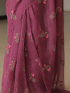 Banarasee Pure Kota Doria Saree With Embroidery Work-Plum