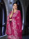 Banarasee Resham Embroidered Chanderi Salwar Kameez With Cutwork Dupatta Set-Pink