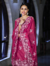 Banarasee Resham Embroidered Chanderi Salwar Kameez With Cutwork Dupatta Set-Pink