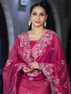 Banarasee Resham Embroidered Chanderi Salwar Kameez With Cutwork Dupatta Set-Pink