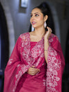 Banarasee Resham Embroidered Chanderi Salwar Kameez With Cutwork Dupatta Set-Pink