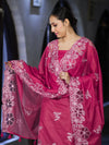 Banarasee Resham Embroidered Chanderi Salwar Kameez With Cutwork Dupatta Set-Pink