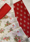 Banarasee Cotton Silk Salwar Kameez Fabric With Digital Print Dupatta-Red & White