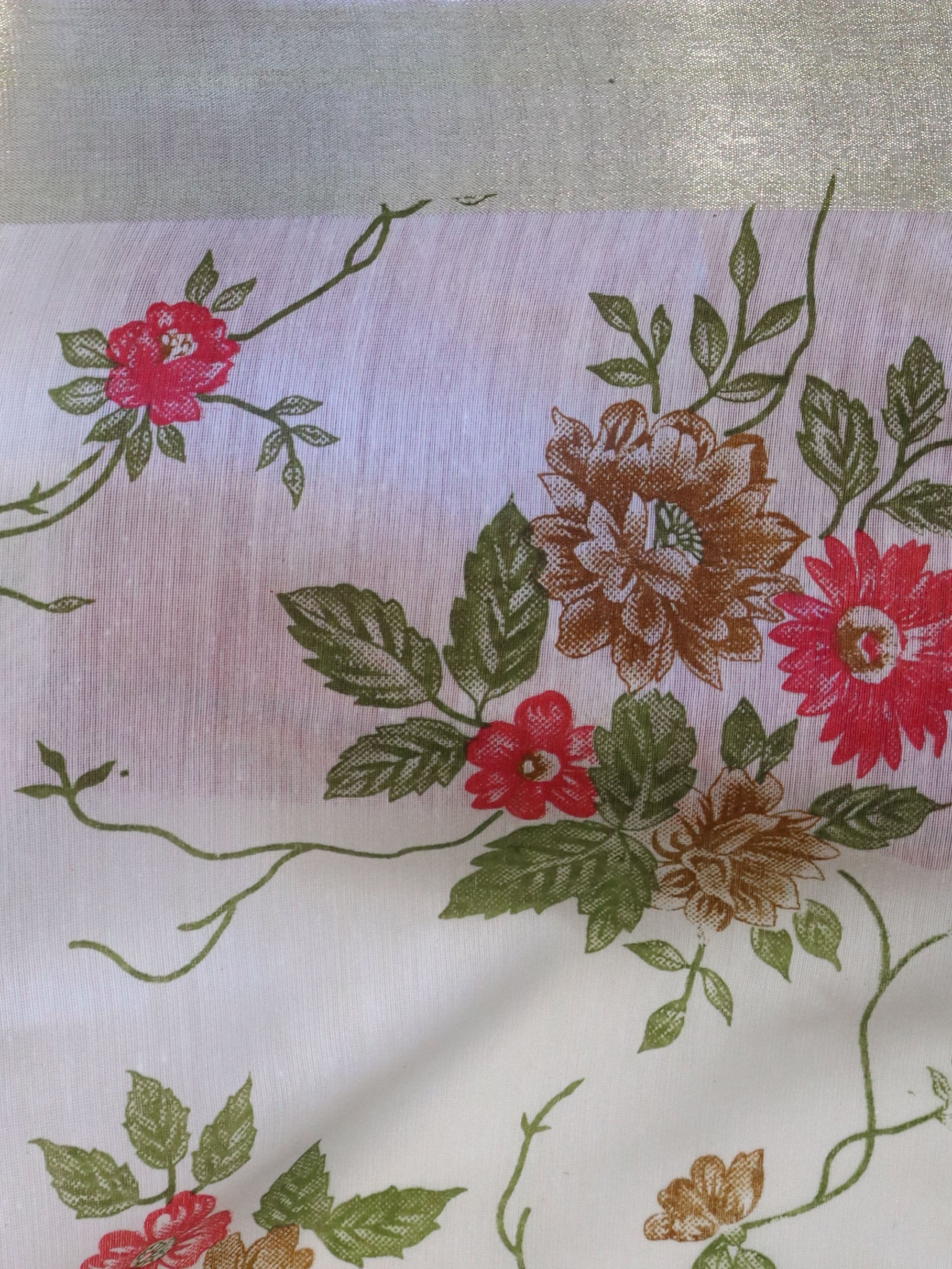 Banarasee Cotton Silk Salwar Kameez Fabric With Digital Print Dupatta-Red & White