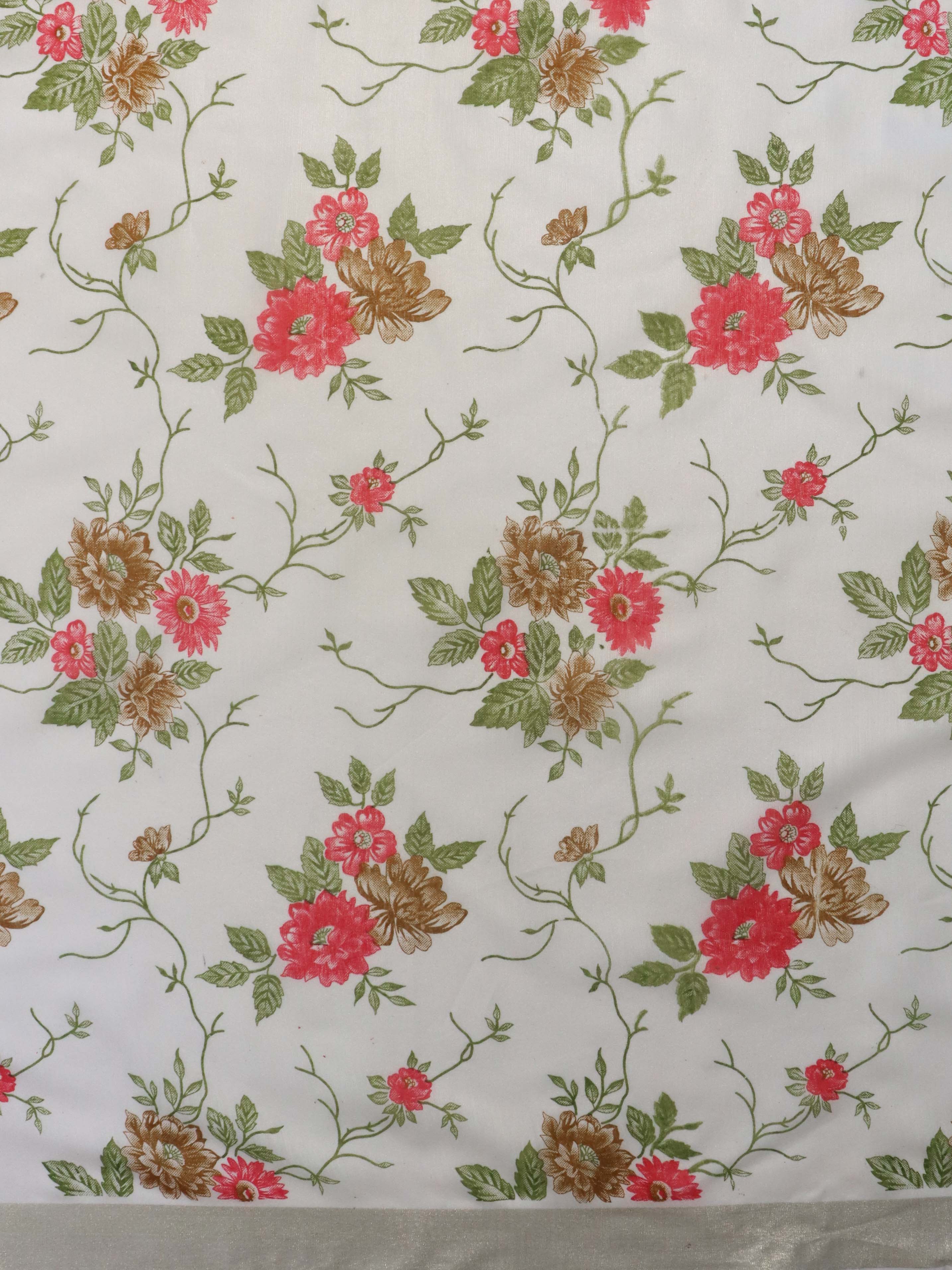 Banarasee Cotton Silk Salwar Kameez Fabric With Digital Print Dupatta-Red & White