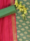 Banarasee Tissue Salwar Kameez Fabric With Contrast Cotton Silk Dupatta-Green & Pink