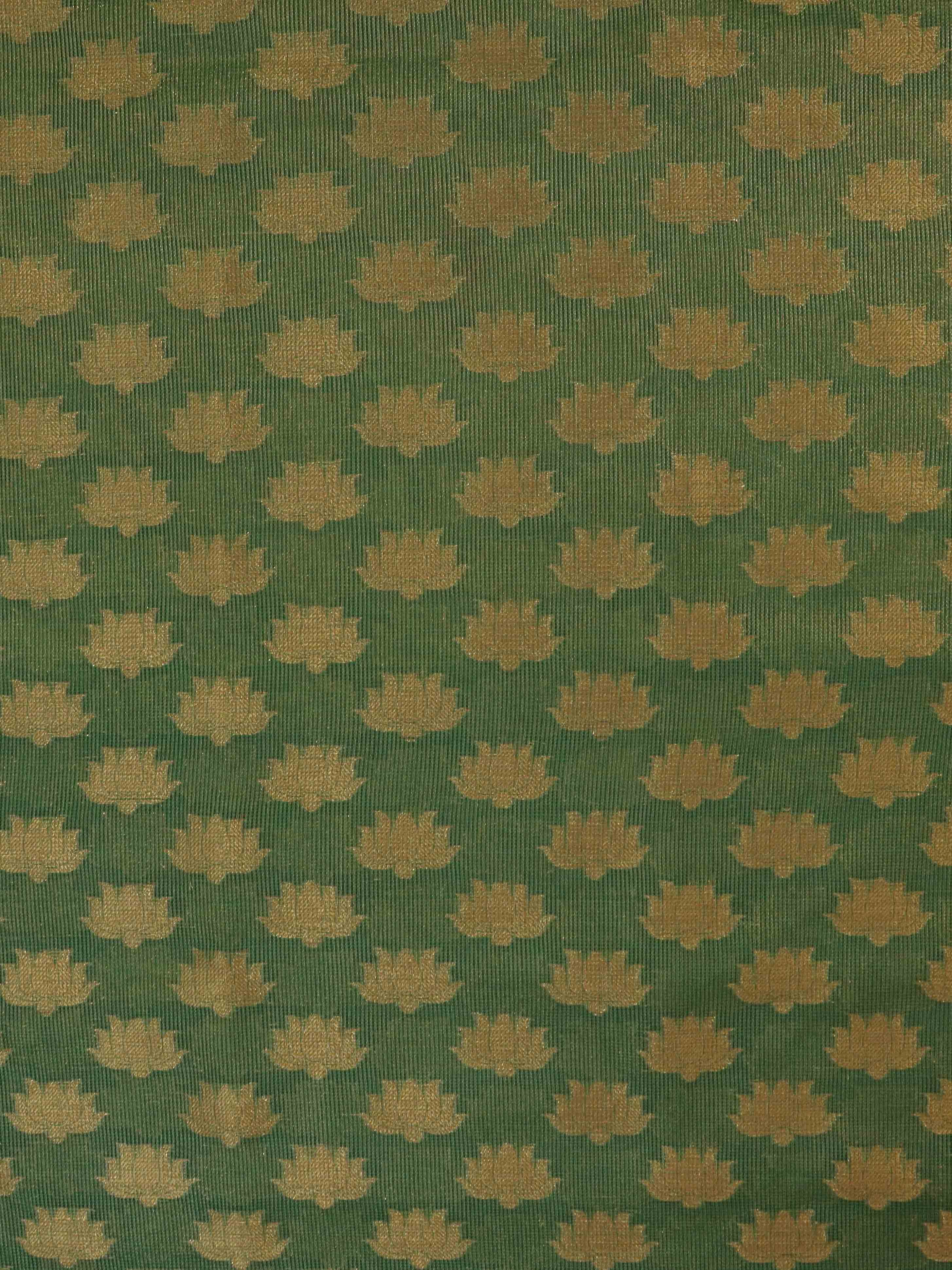 Banarasee Tissue Salwar Kameez Fabric With Contrast Cotton Silk Dupatta-Green & Pink