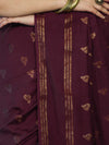 Banarasee Handloom Cotton Silk Saree With Antique Zari Buti Design & Border-Burgundy