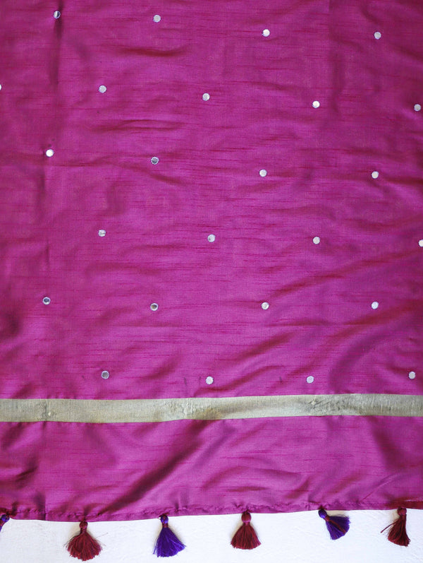 Banarasee Brocade Salwar Kameez Fabric With Mirror Work Dupatta-Yellow & Burgundy