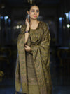Banarasee Semi-Silk Resham Weaving Salwar Kameez Fabric With Dupatta Set-Olive Green