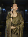 Banarasee Semi-Silk Resham Weaving Salwar Kameez Fabric With Dupatta Set-Olive Green