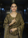 Banarasee Semi-Silk Resham Weaving Salwar Kameez Fabric With Dupatta Set-Olive Green