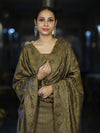 Banarasee Semi-Silk Resham Weaving Salwar Kameez Fabric With Dupatta Set-Olive Green