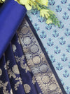 Banarasee Brocade Salwar Kameez Fabric With Art Silk Dupatta Set-Moss Green & Navy Blue