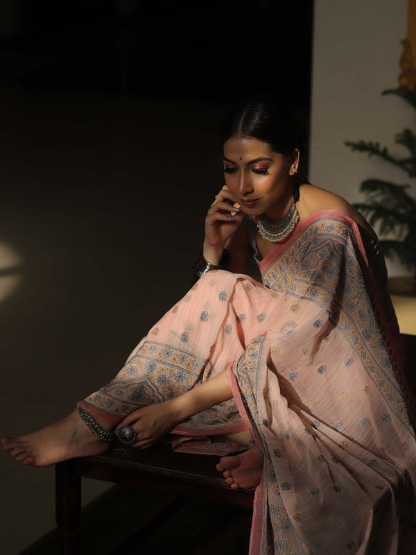 Banarasee Pure Georgette Saree With Embroidery Work-Pink