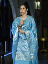 Banarasee Cotton Silk Zari Work Salwar Kameez Fabric With Dupatta Set-Light Blue