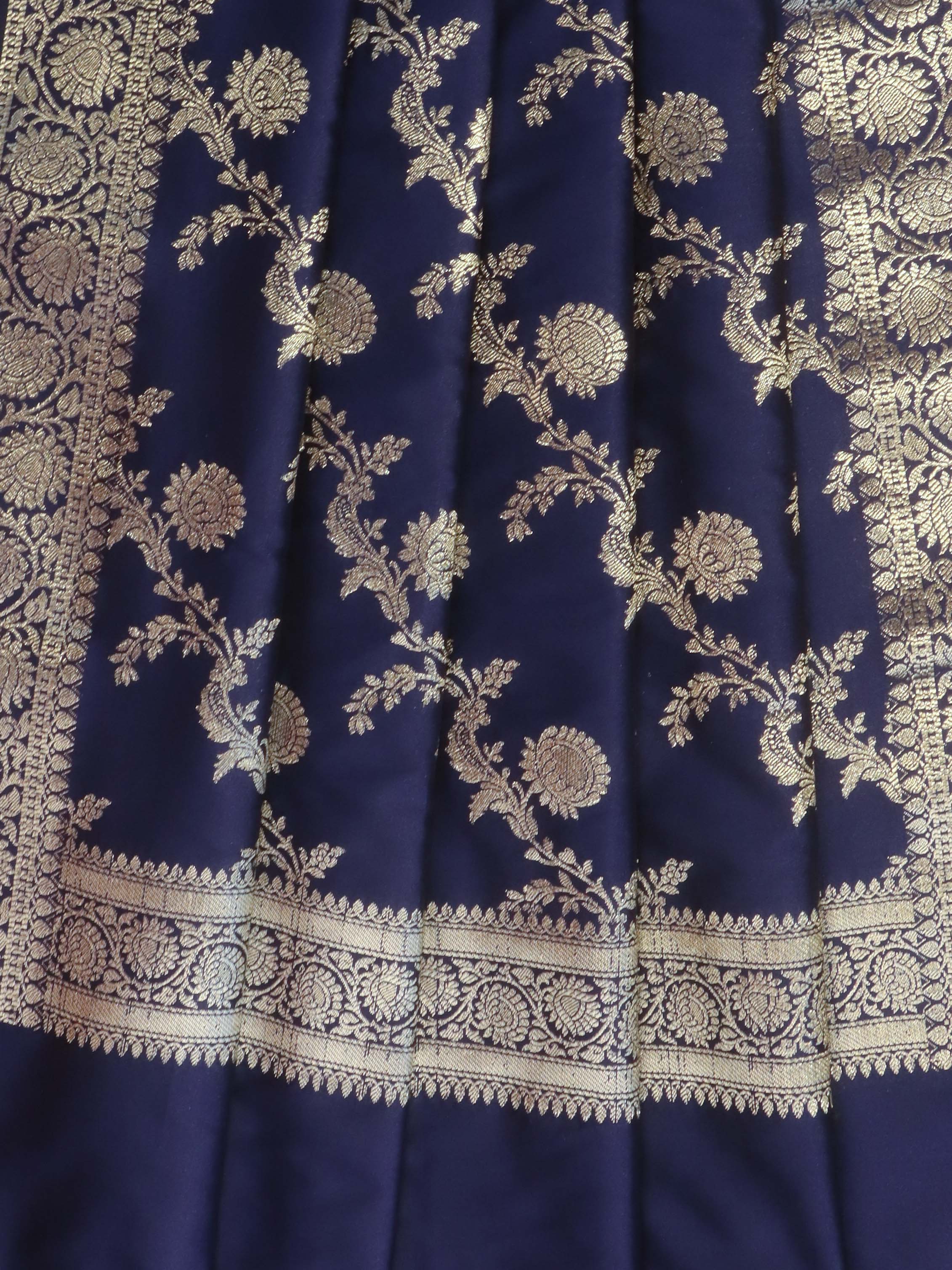 Banarasee Brocade Salwar Kameez Fabric With Art Silk Dupatta Set-Moss Green & Navy Blue