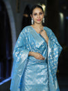 Banarasee Cotton Silk Zari Work Salwar Kameez Fabric With Dupatta Set-Light Blue