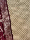 Banarasee Brocade Salwar Kameez Fabric With Art Silk Dupatta Set-Beige & Maroon