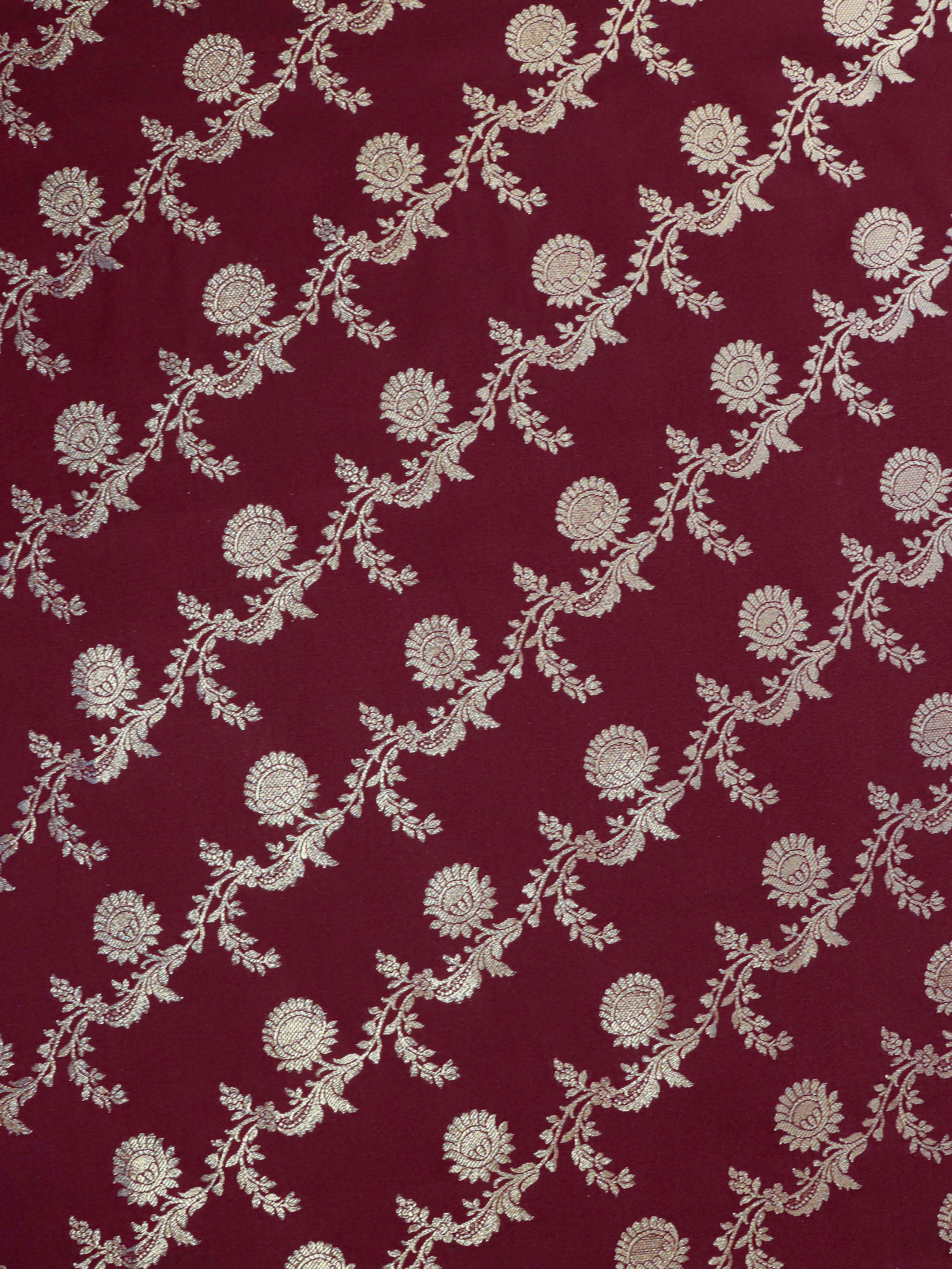 Banarasee Brocade Salwar Kameez Fabric With Art Silk Dupatta Set-Beige & Maroon