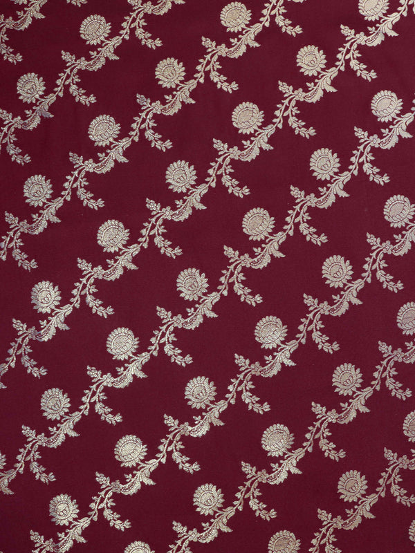 Banarasee Brocade Salwar Kameez Fabric With Art Silk Dupatta Set-Beige & Maroon