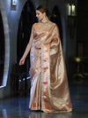 Banarasee Handloom Tissue Saree With Zari Woven Design & Lace Border-Peach