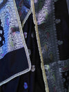 Banarasee Semi Chiffon Saree With Meena Work Silver Zari Border & Lace-Black