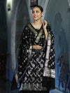 Banarasee Zari Work Chiffon Salwar Kameez Fabric With Dupatta Set-Black