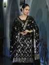 Banarasee Zari Work Chiffon Salwar Kameez Fabric With Dupatta Set-Black