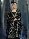 Banarasee Zari Work Chiffon Salwar Kameez Fabric With Dupatta Set-Black