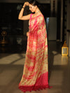 Banarasee Handloom Chanderi Shibori Dyed Saree With Embroidery Work-Pink