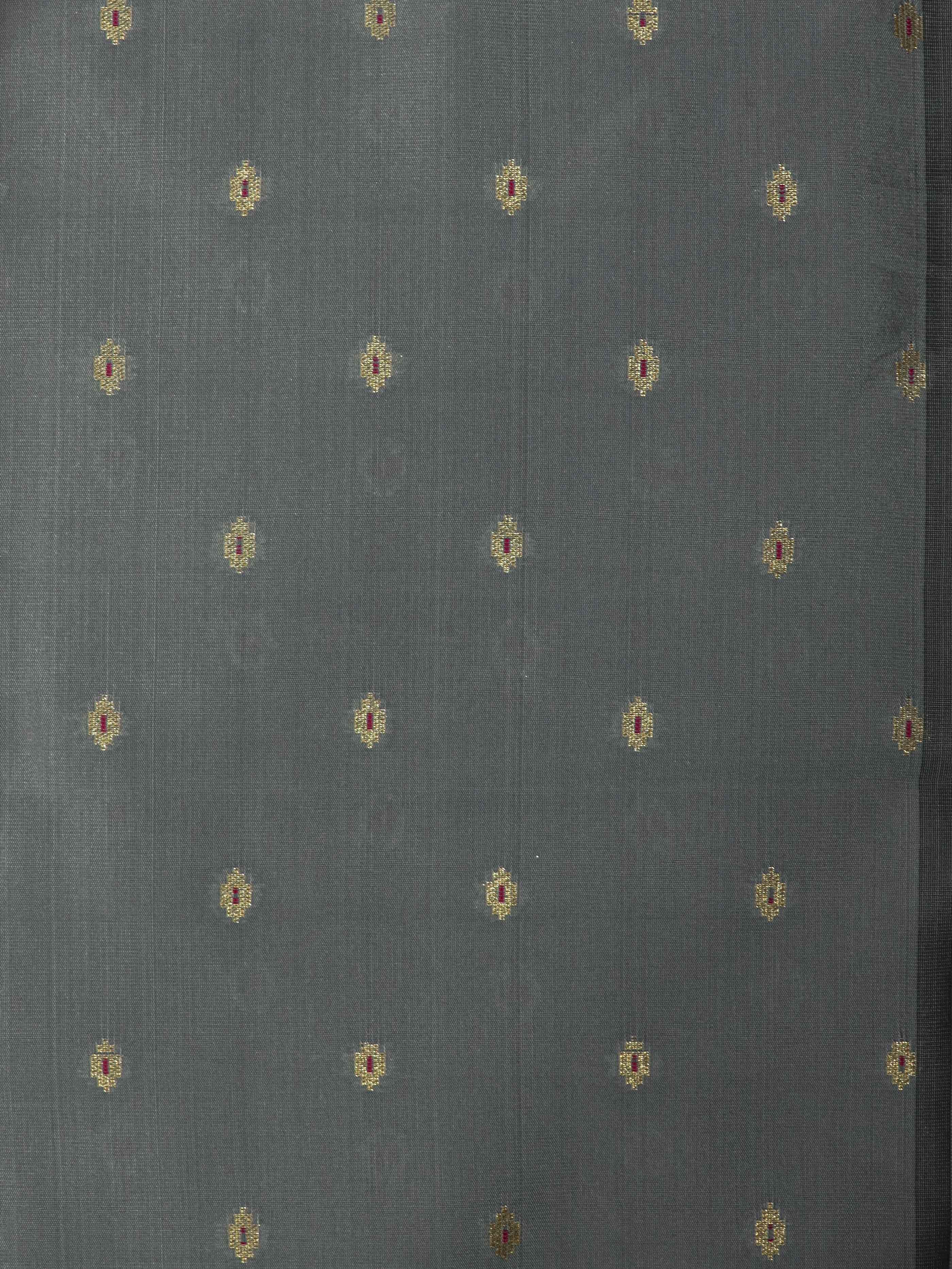 Banarasee Brocade Salwar Kameez Fabric With Cotton Silk Dupatta-Slate Blue & Red