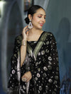 Banarasee Zari Work Chiffon Salwar Kameez Fabric With Dupatta Set-Black