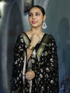 Banarasee Zari Work Chiffon Salwar Kameez Fabric With Dupatta Set-Black