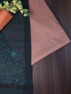 Banarasee Brocade Salwar Kameez Fabric With Cotton Silk Dupatta Set-Orange & Teal