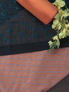 Banarasee Brocade Salwar Kameez Fabric With Cotton Silk Dupatta Set-Orange & Teal