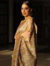 Banarasee Linen Cotton Digital Print Zari Border Saree-Beige