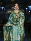 Banarasee Zari & Resham Embroidered Chanderi Salwar Kameez With Multicolor Dupatta Set-Green
