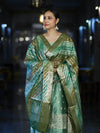 Banarasee Zari & Resham Embroidered Chanderi Salwar Kameez With Multicolor Dupatta Set-Green