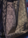 Banarasee Handloom Semi Silk Saree With Sona Rupa Zari Buti Design & Floral Border-Black
