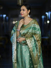 Banarasee Zari & Resham Embroidered Chanderi Salwar Kameez With Multicolor Dupatta Set-Green