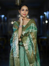 Banarasee Zari & Resham Embroidered Chanderi Salwar Kameez With Multicolor Dupatta Set-Green
