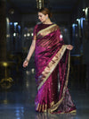 Banarasee Handwoven Tissue Saree With Embroidered Ghungroo Work-Plum Purple