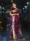 Banarasee Handwoven Tissue Saree With Embroidered Ghungroo Work-Plum Purple