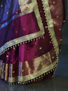 Banarasee Handwoven Tissue Saree With Embroidered Ghungroo Work-Plum Purple