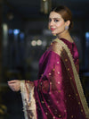 Banarasee Handwoven Tissue Saree With Embroidered Ghungroo Work-Plum Purple