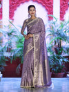 Banarasee Handloom Semi Silk Saree With Zari Buti Design & Lace Border-Lilac