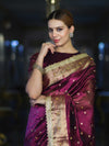 Banarasee Handwoven Tissue Saree With Embroidered Ghungroo Work-Plum Purple